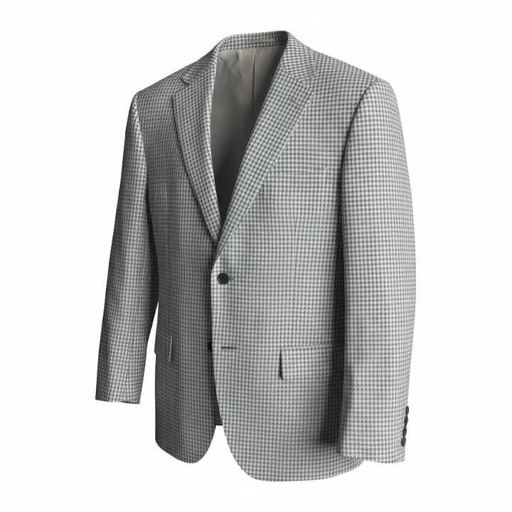 MaxDavoli By Maxman Carlos Barbera Soft Coat: Blue/Gray Houndstooth