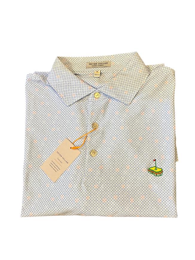 Peter Millar Santiago Performance Mesh Polo with Pimento Cheese: White/Bluebird