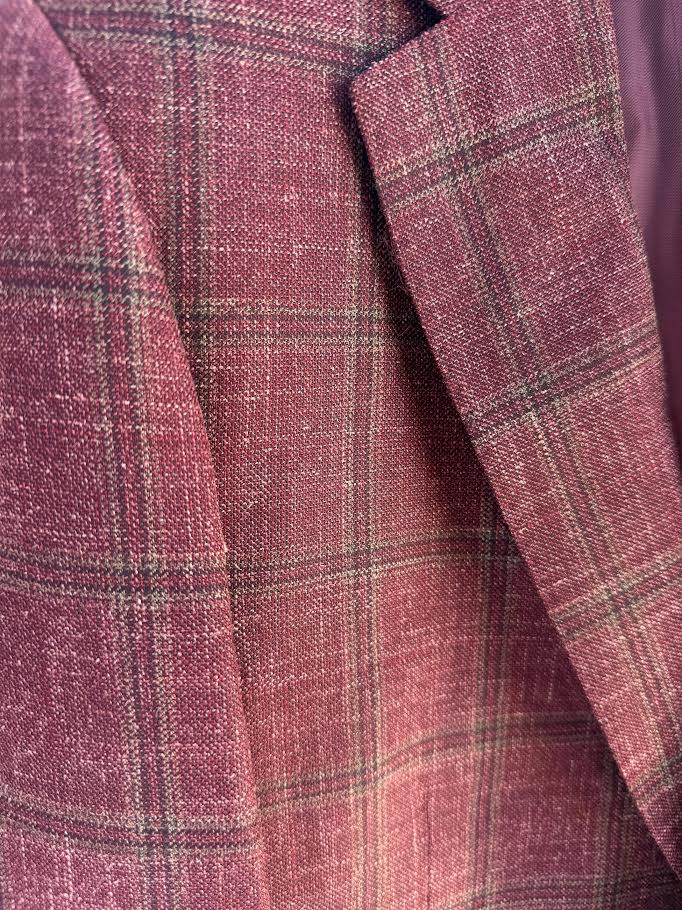 MaxDavoli By Maxman Barberis Soft Coat: Burgundy Windowpane