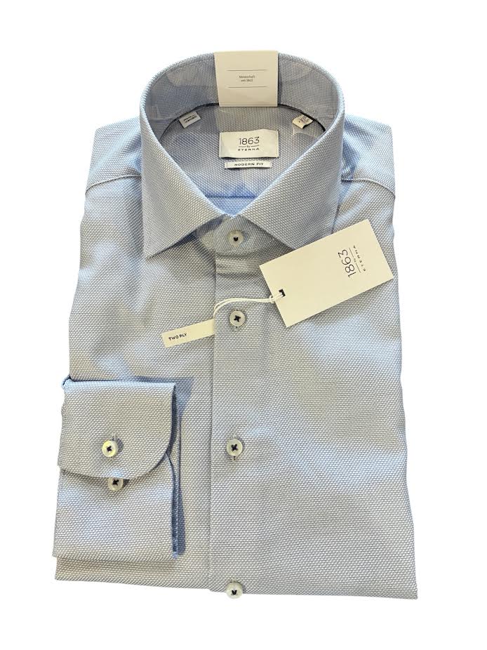 Eterna Modern Fit Structured Twill Modern Fit Kent Collar Dress Shirt: Sky Blue