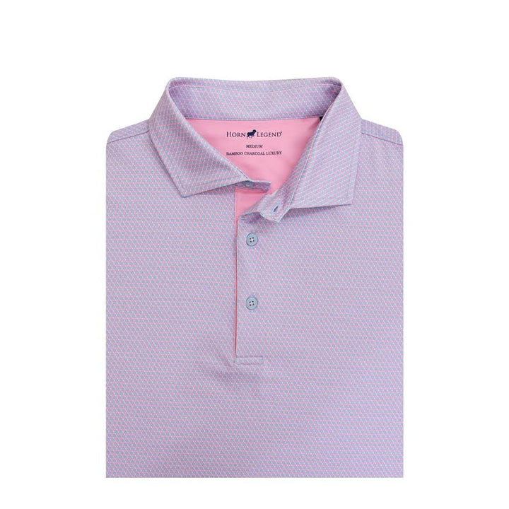 Horn Legend Interlink Performance Polo: White/Serenity/Rose Quartz