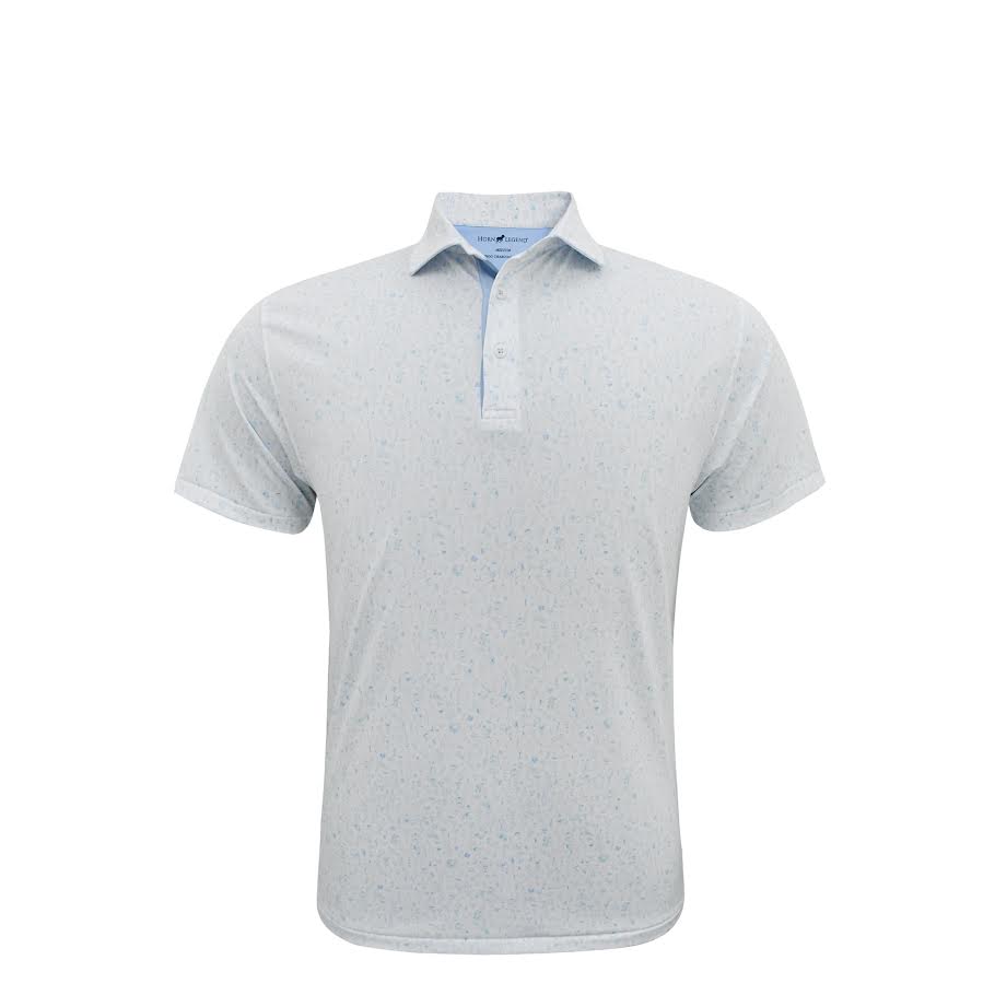 Horn Legend Pub Crawl Performance Polo: White/Aqua/Serenity