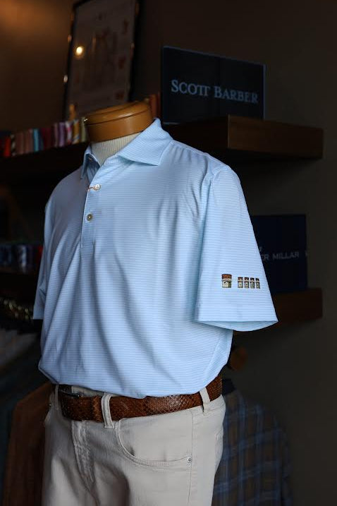 Peter Millar Wade Performance Jersey Polo Lake Murray Dam Towers: White/Robin Blue