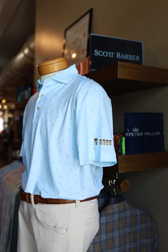 Peter Millar Tequila Sunrise Performance Jersey Polo "Lake Murray Dam Towers": White