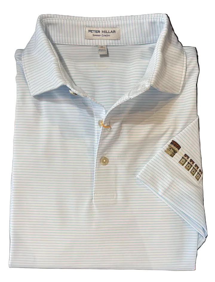 Peter Millar Wade Performance Jersey Polo Lake Murray Dam Towers: White/Robin Blue