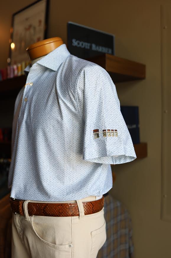 Peter Millar Paper Plane Performance Jersey Polo Lake Murray Dam Towers: White