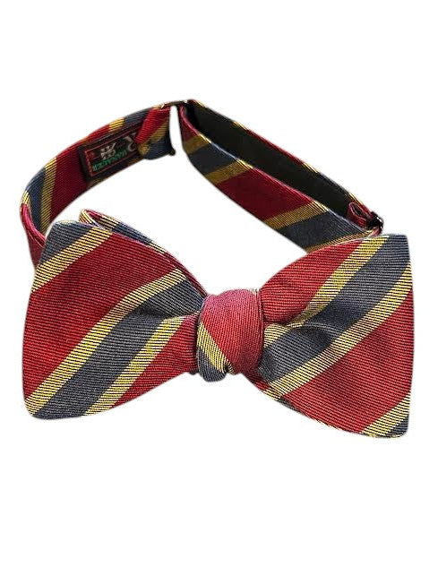 R. Hanauer Ruby/Dark Blue/Old Gold Jessica Stripes Bow Tie