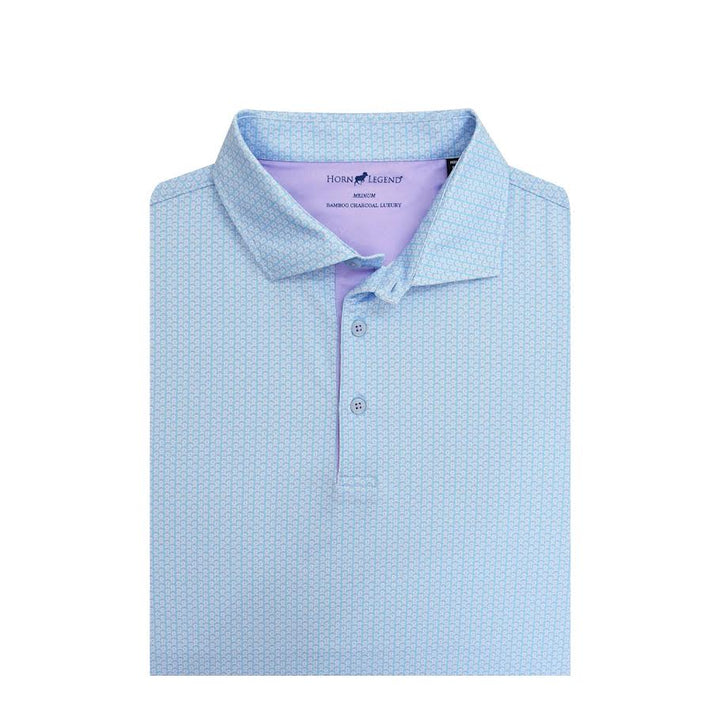 Horn Legend Micro Performance Polo: Serenity/Lavender/White