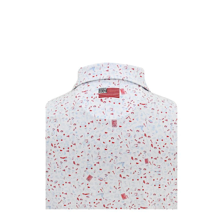 Horn Legend Mulligan Performance American Flag Polo: White/Navy/Red