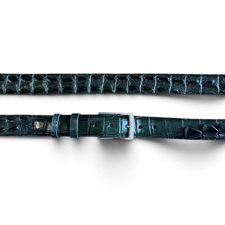 Craig Reagin Genuine Hornback Crocodile Belt: Hunter Green