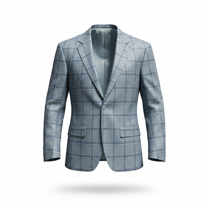 MaxDavoli By Maxman Drago Soft Coat: Light Blue Plaid
