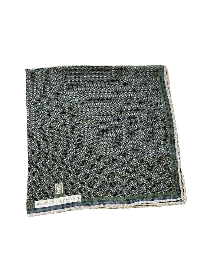 Robert Jensen Pocket Square: Green/Blue Dots