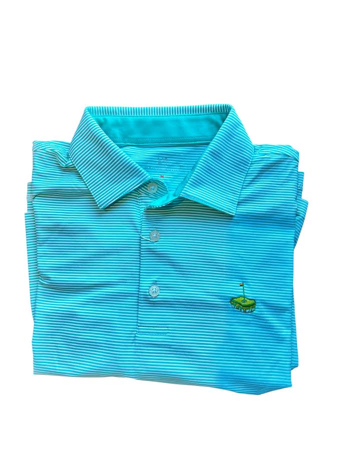 Johnnie-O Lyndonn Striped Jersey Performance Polo with Pimento Cheese: Majorca and Tarpon