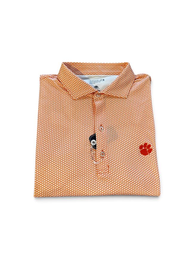 Johnnie-O Clemson University Hex Performance Jersey Polo: Orange