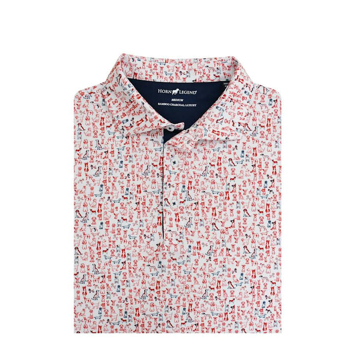 Horn Legend Wingman Performance American Flag Polo: White/Navy/Red