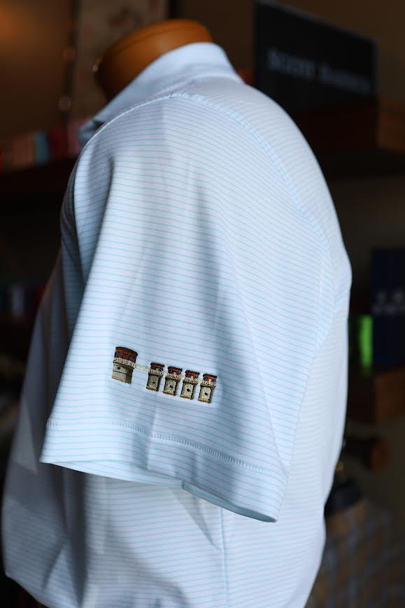 Peter Millar Wade Performance Jersey Polo Lake Murray Dam Towers: White/Robin Blue