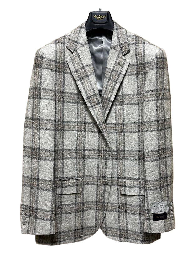 Maxdavoli by Maxman Barberis Soft Coat: Grey Plaid