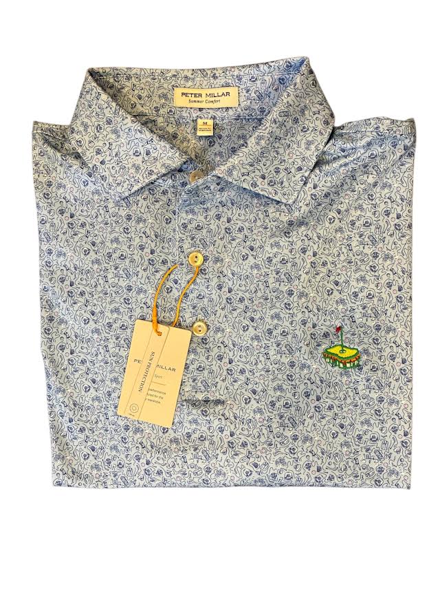 Peter Millar Parker Performance Jersey Polo with Pimento Cheese: Stream Blue