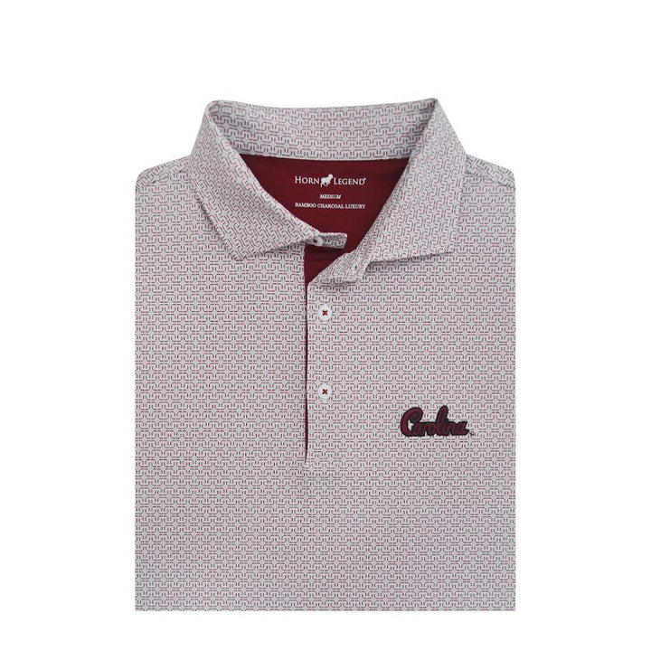 Horn Legend University of South Carolina Aztec Print Polo: White