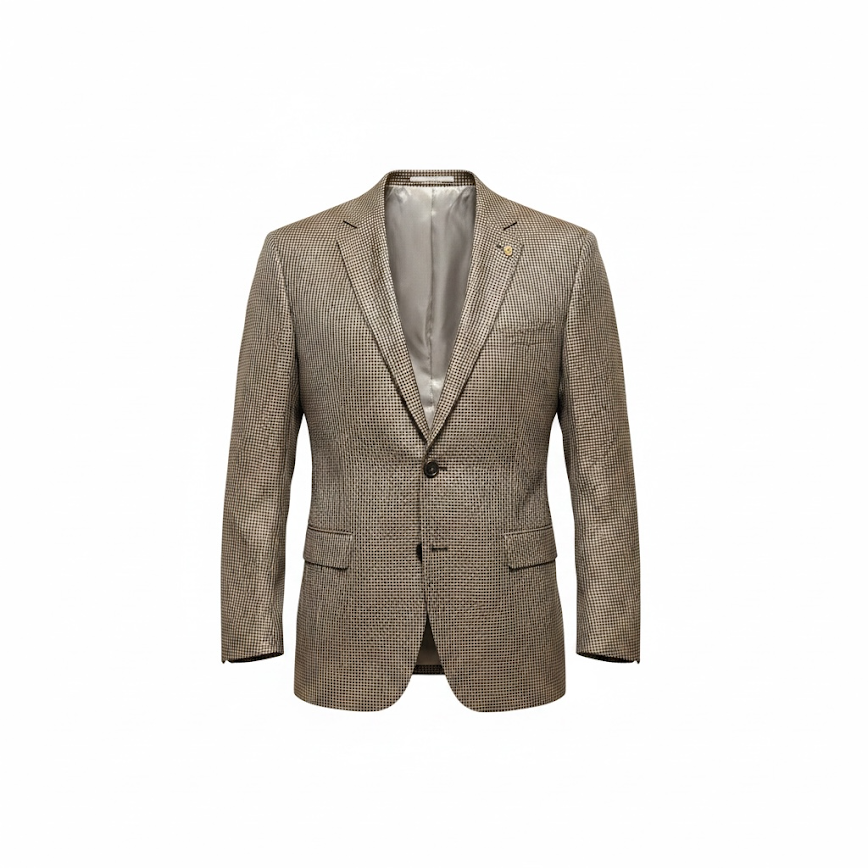 Baroni by MaxMan Rust Houndstooth Tailored Sport Coat
