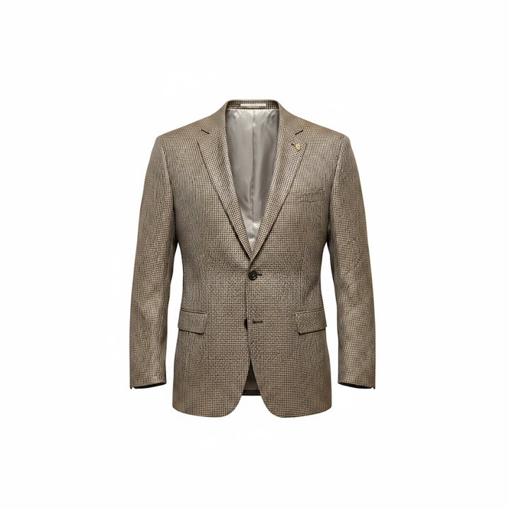 Baroni by MaxMan Rust Houndstooth Tailored Sport Coat