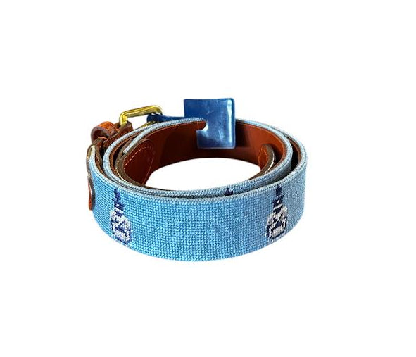 Smathers and Branson The Citadel Needlepoint Belt: Light Blue
