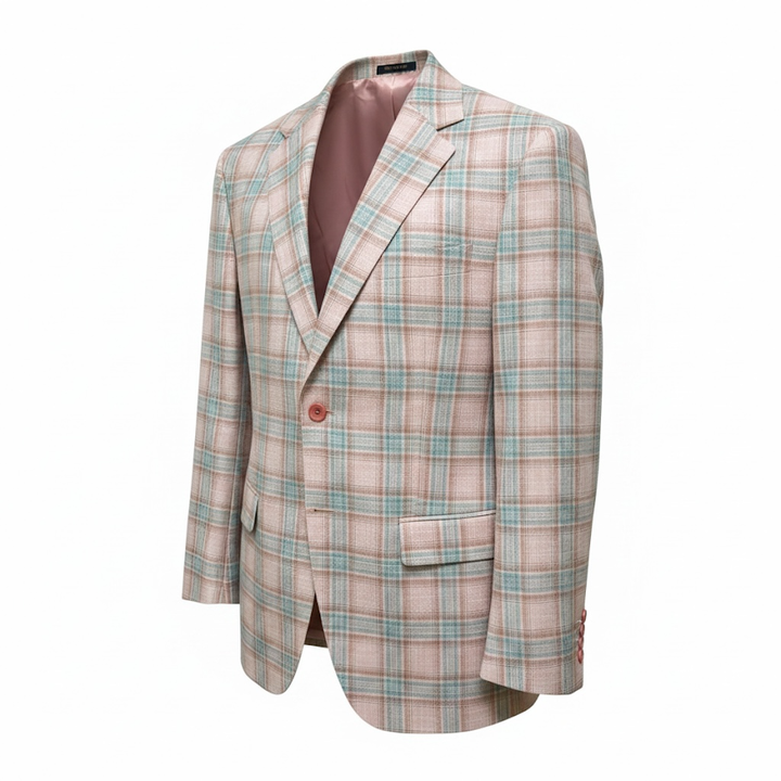MaxDavoli By Maxman Carlo Barbera Soft Coat: Pink Plaid