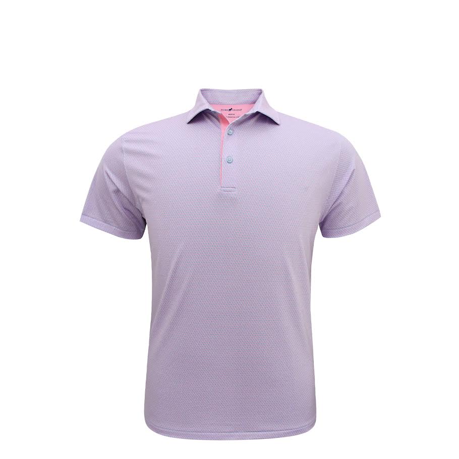 Horn Legend Interlink Performance Polo: White/Serenity/Rose Quartz