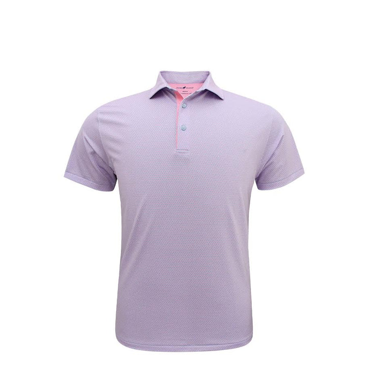 Horn Legend Interlink Performance Polo: White/Serenity/Rose Quartz