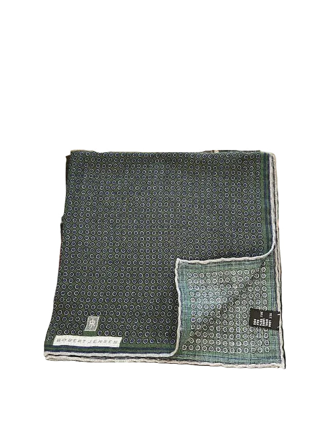 Robert Jensen Pocket Square: Green/Blue Dots