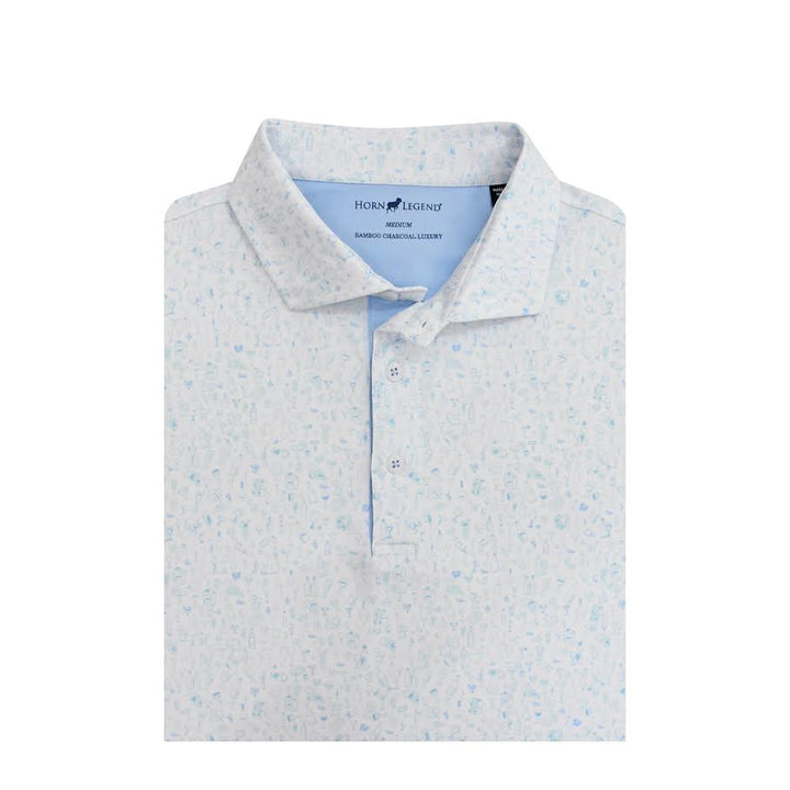 Horn Legend Pub Crawl Performance Polo: White/Aqua/Serenity