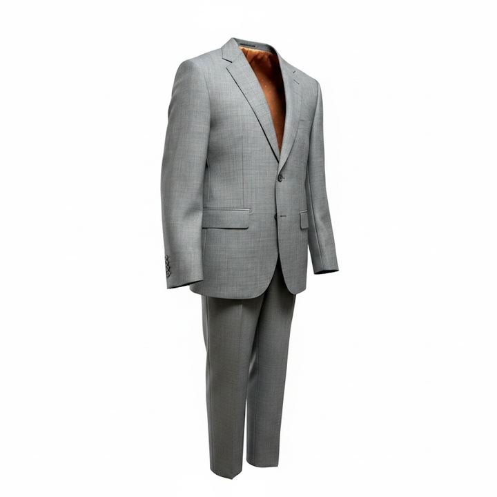 Prive by Maxman Sharkskin Suit: Light Grey