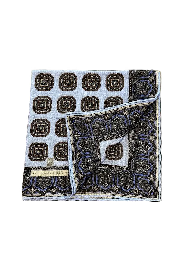 Robert Jensen Pocket Square: Blue Medallion