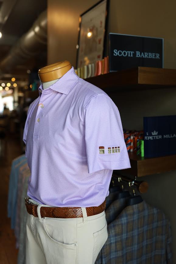 Peter Millar Gingham Performance Jersey Polo Lake Murray Dam Towers: Purple Iris