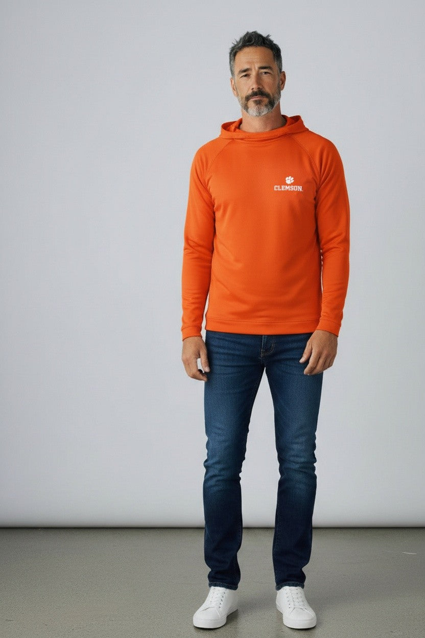 Peter Millar Clemson Text Pine Performance Hoodie: Orange