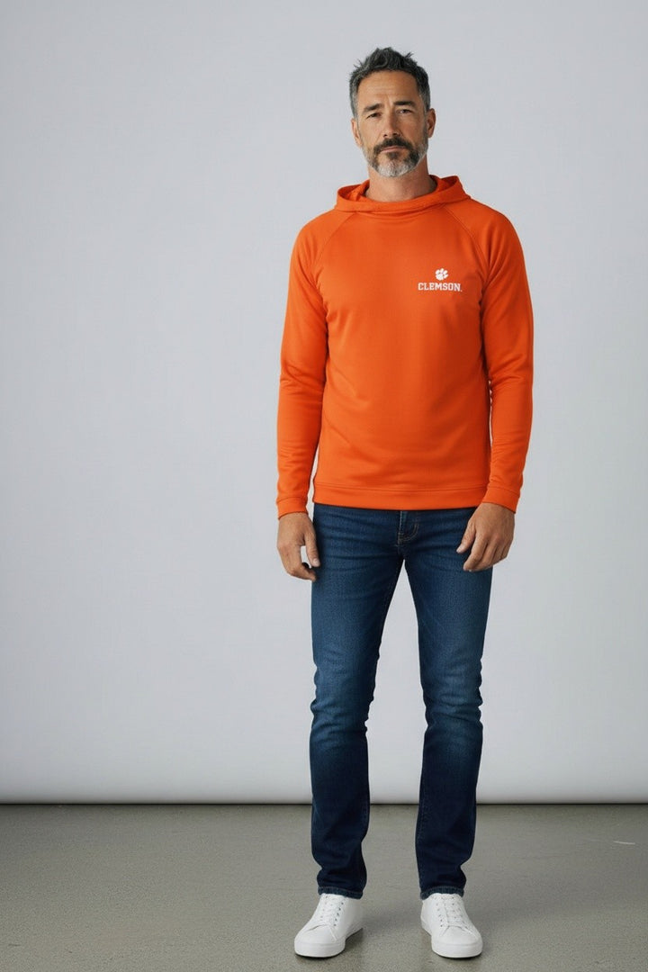 Peter Millar Clemson Text Pine Performance Hoodie: Orange