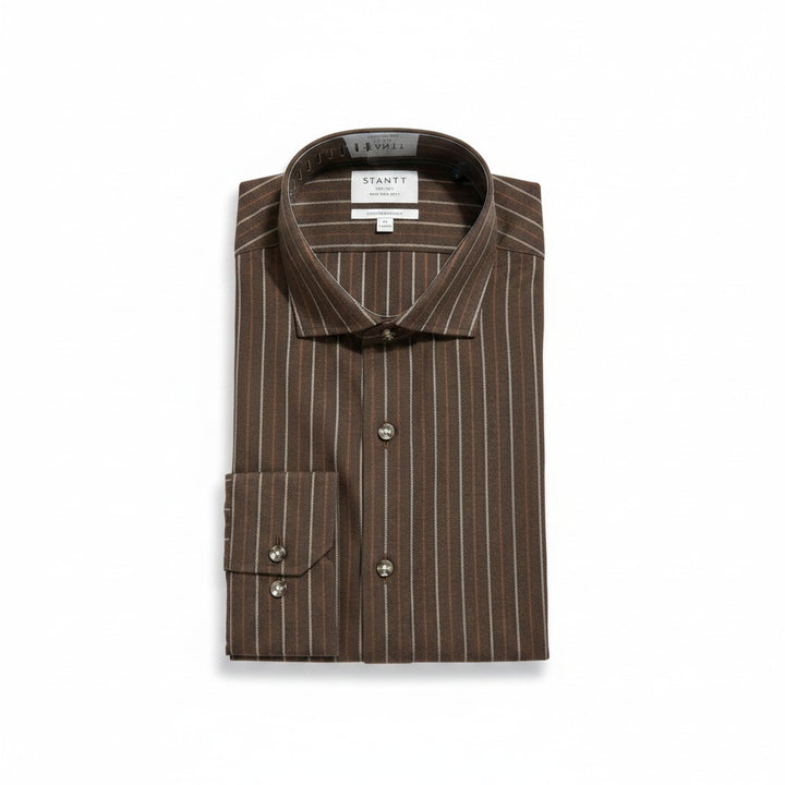 Stantt Ready To Wear Organic Cotton Hickory and Pine Stripe Flannel Sport Shirt