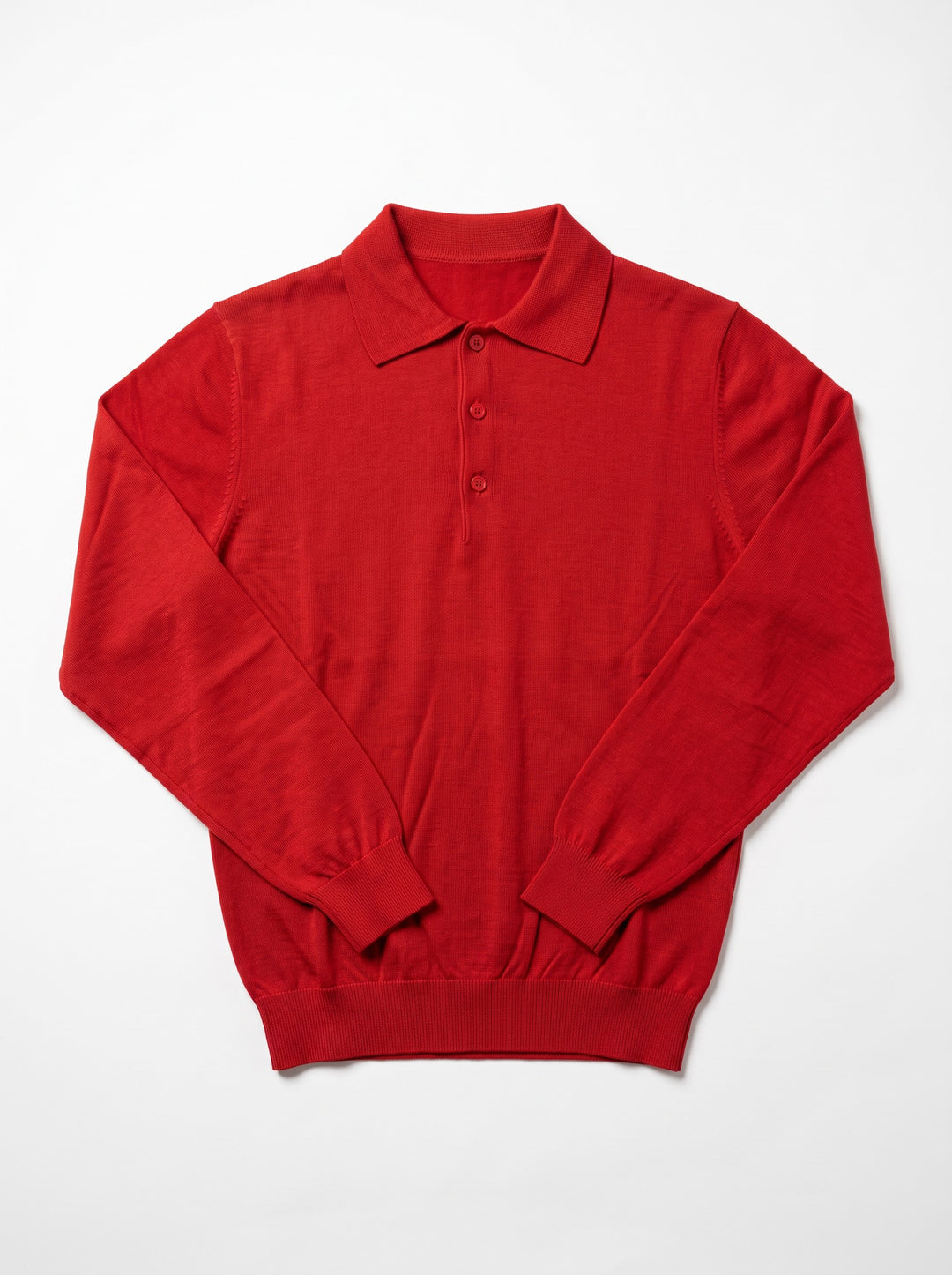 Craig Reagin Silk/Cotton Long Sleeve Polo: Red