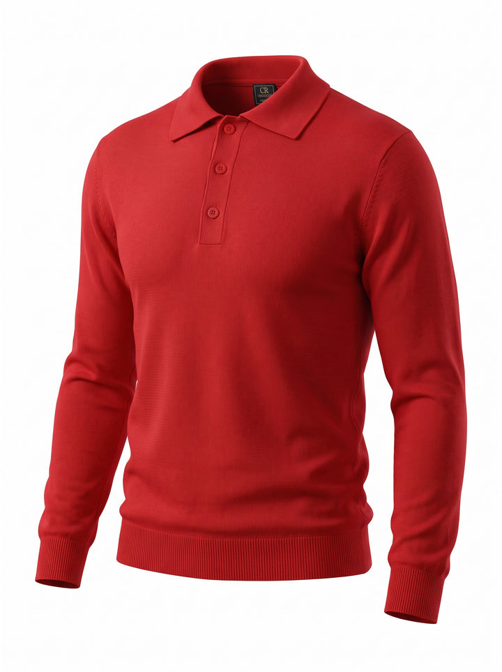 Craig Reagin Silk/Cotton Long Sleeve Polo: Red