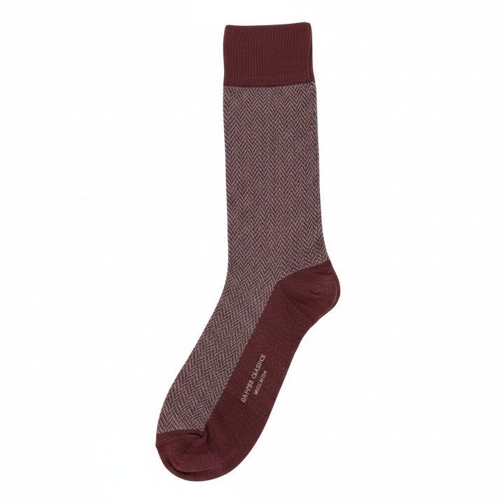 Dapper Classics Burgundy and Grey Chevron Socks