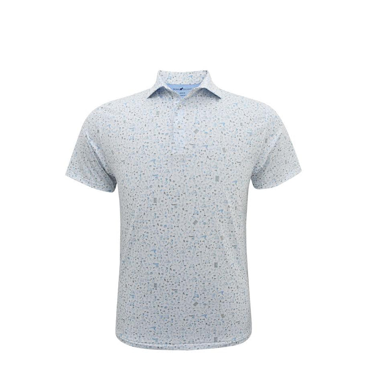 Horn Legend Mulligan Performance Polo: White/Serenity/Sand