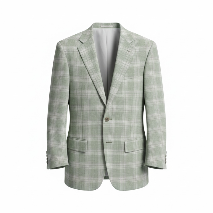 MaxDavoli By Maxman Carlo Barbera Soft Coat: Tea Green Plaid