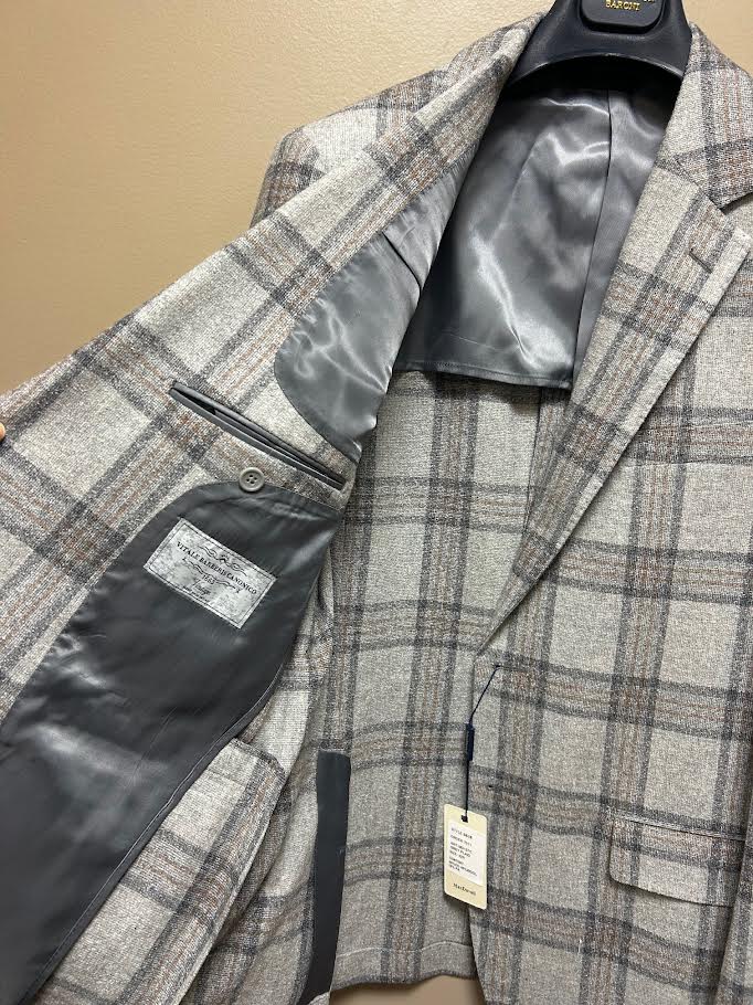 Maxdavoli by Maxman Barberis Soft Coat: Grey Plaid