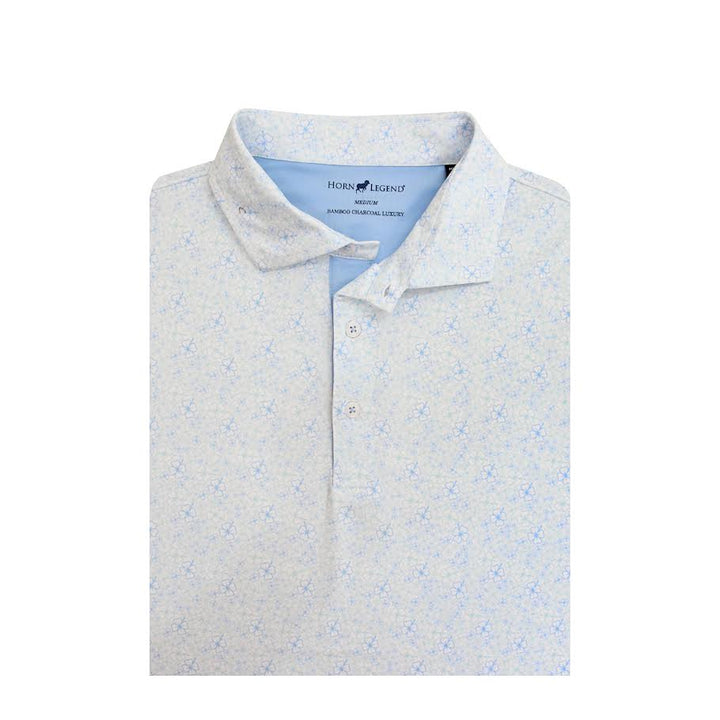 Horn Legend Lucky Performance Polo: White/Aqua/Serenity