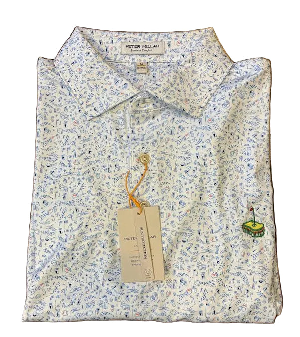 Peter Millar Nice Shot Performance Jersey Polo with Pimento Cheese: White