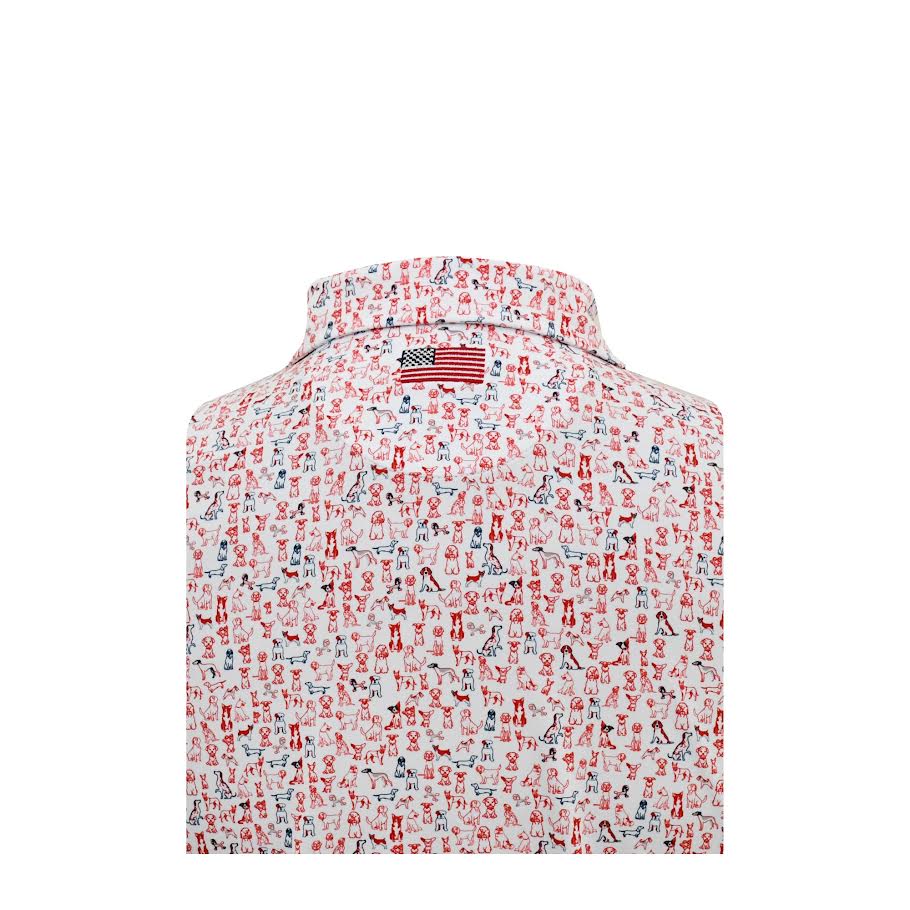 Horn Legend Wingman Performance American Flag Polo: White/Navy/Red