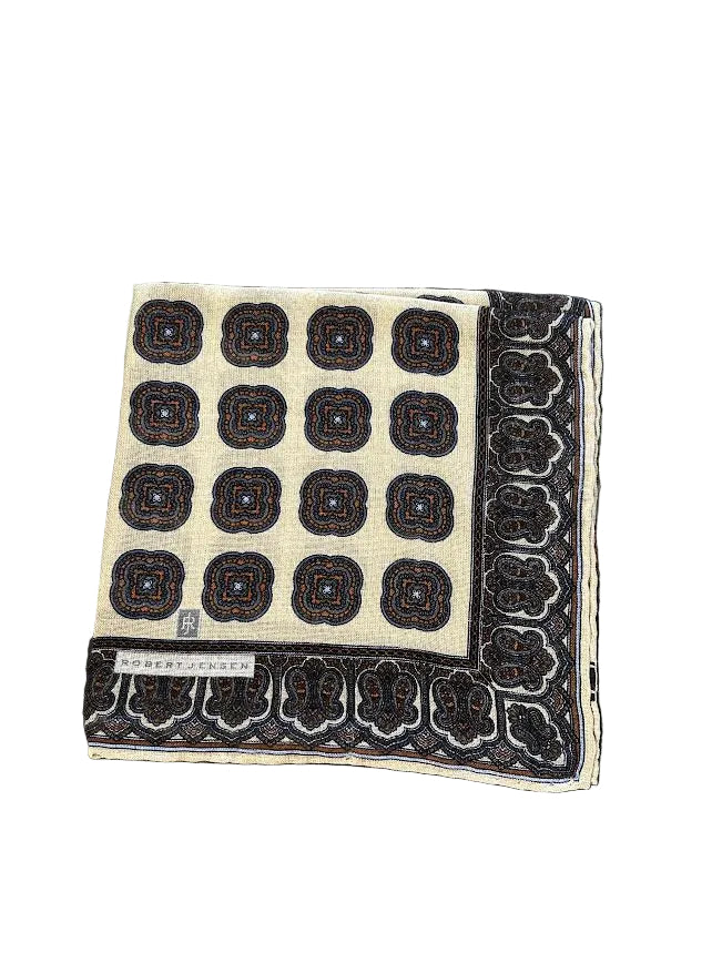 Robert Jensen Pocket Square: Tan Medallion