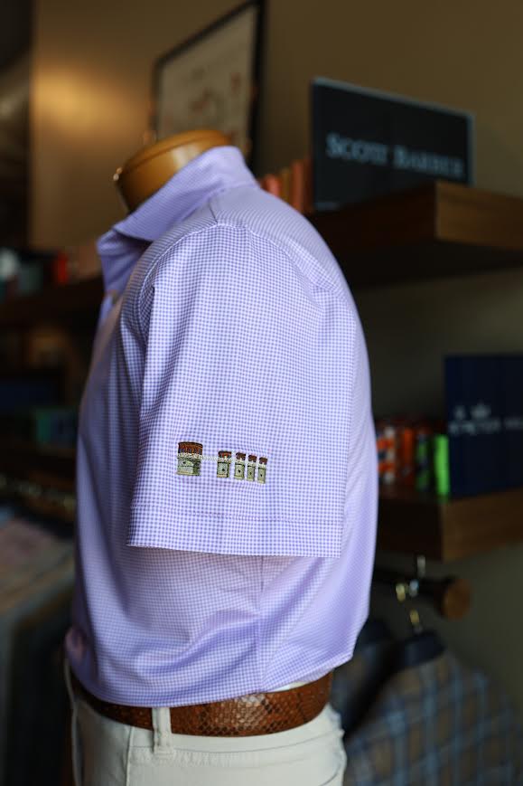 Peter Millar Gingham Performance Jersey Polo Lake Murray Dam Towers: Purple Iris