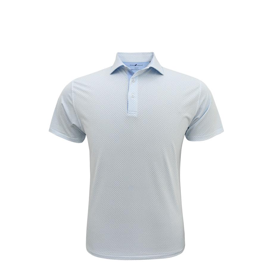 Horn Legend Lisbon Performance Polo: White/Aqua/Serenity