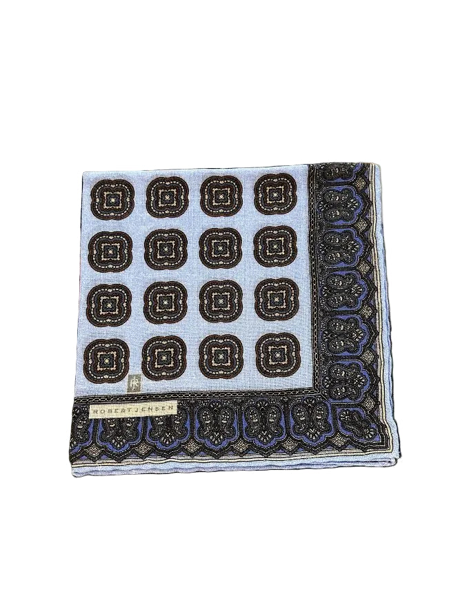 Robert Jensen Pocket Square: Blue Medallion
